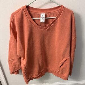 Coral V-Neck Sweatshirt
